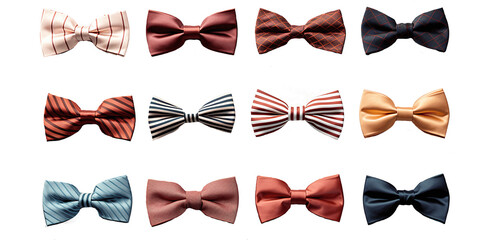 set of bow ties isolated against transparent background