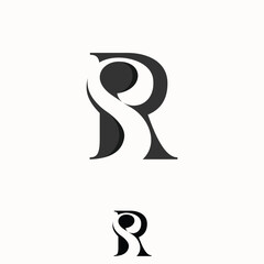 Flat typography initial letter RS logo gray color