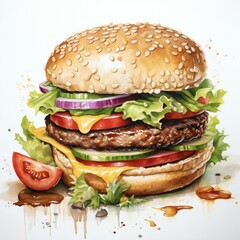 hamburger on a white background