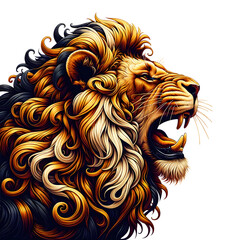 Portrait de Lion - style psychédélique - PNG Fond transparent - Détouré