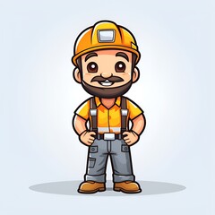 Professional Construction Character in 2D Vector Anime Illustration