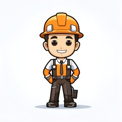 Obraz na płótnie Canvas Professional Construction Character in 2D Vector Anime Illustration