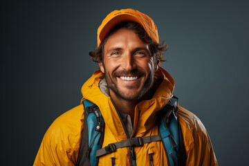 Fototapeta premium Happy Man Wearing Kayaking Gear