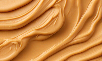 Brown peanut butter texture, top view. Creamy butter background. Generated by AI