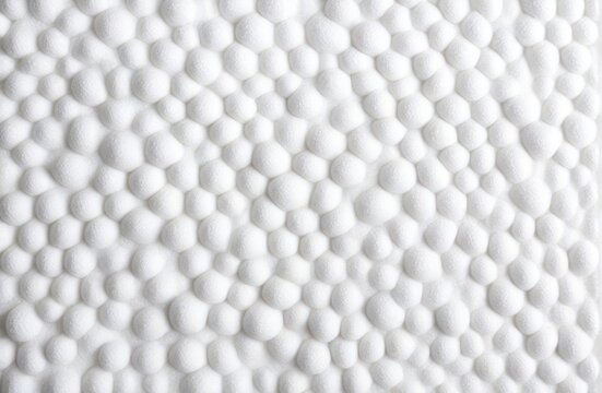 White styrofoam background. Foamed white texture, top, front. Industrial styrene material surface, close-up. Plastic foam shape, generated by AI