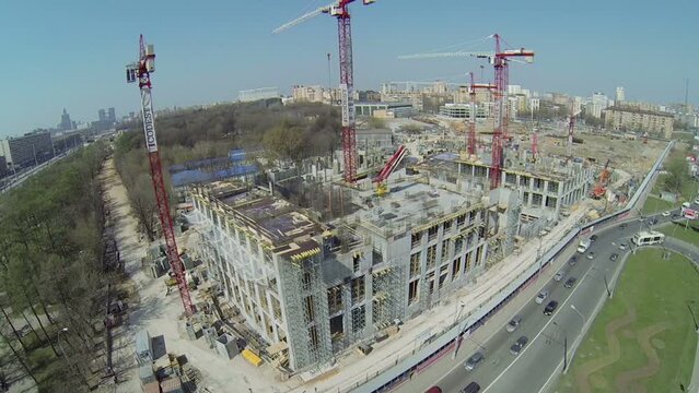 Construction site of city block VTB Arena Park and hotel Hayat