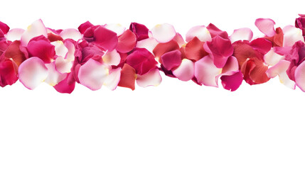 Pink and White Flowers Blooming on transparent backgrond. Banner or Border.
