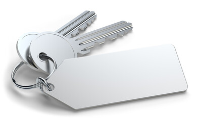 Keys with keychain isolated at transparent background