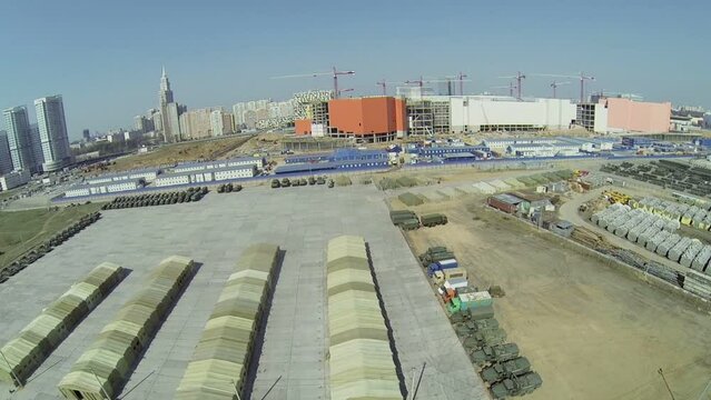 Building site of trade center Aviapark near military base