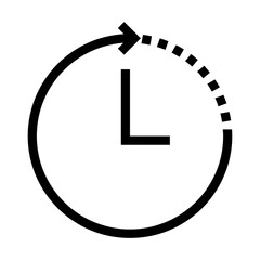 Clock gyre arrow icon in line style, clock hand. Clock gyre arrow icon for time tracking at work. Use pixel perfect line gyre arrow icon on web site design, presentation, app, UI. Cycle line art logo - obrazy, fototapety, plakaty