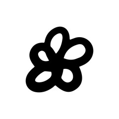 Kids drawing flower outline illustration. Scribble flower isolated on white. Use scribble ink flower for decoration, Valentines day, love, wedding. Hand drawn, scribble flower with ink bold line.