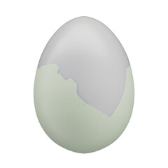 3D Boiled Egg with Green Shell and Transparent Background