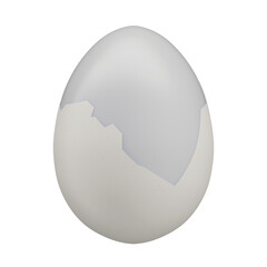 3D Boiled Egg with White Shell and Transparent Background