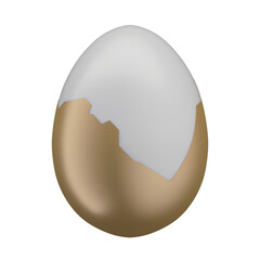 3D Boiled Egg with Golden Shell and Transparent Background
