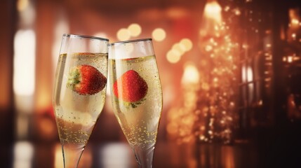 New Years celebration with glasses of champagne