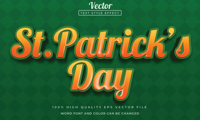 St patrick day text editable 3d style effect