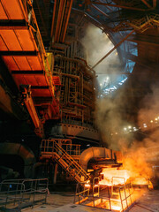Large electric blast furnace in metallurgical factory