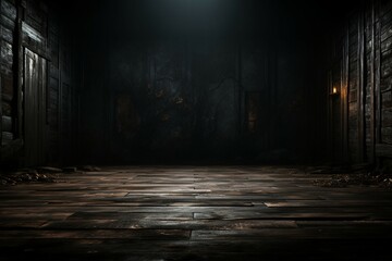 Eerie Halloween ambiance Dark horror background featuring vacant wooden planks