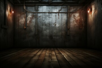 Haunting Halloween Dark horror background sets a mysterious stage with wooden planks