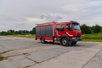 In this captivating scene, a state-of-the-art firetruck, equipped with advanced rescue technology,...