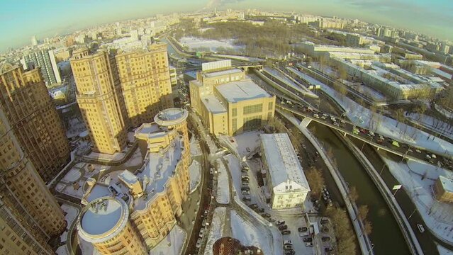Cityscape with residential complex Cascade and Tupolevs CB
