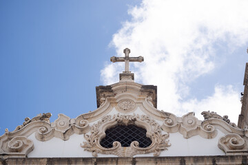 View of the main tower of the Santa Luzia church in the city of Salvador, Bahia.