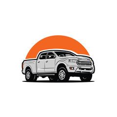 Heavy Duty Pickup Dually Double Cabin Truck Vector Isolated in White Background © bonky