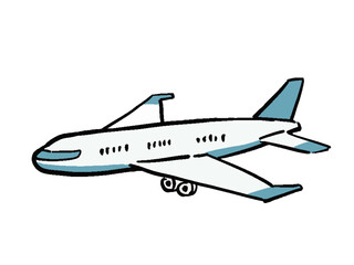 飛行機　ジェット機のシンプル手描き風イラスト