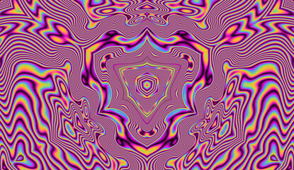 Vibrant kaleidoscopic geometric hypnotic background in neon psychedelic acidic hues. - obrazy, fototapety, plakaty