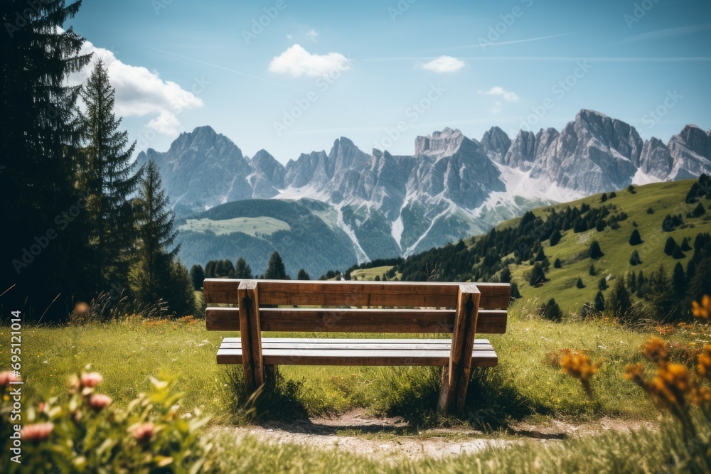 Poster bench for lovers. background with selective focus and copy space
