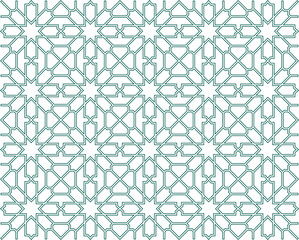 Seamless islamic pattern. Geometric outline texture on transparent background. Beautiful arabic...