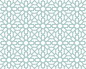 Seamless islamic pattern. Geometric outline texture on transparent background. Beautiful arabic element design.  