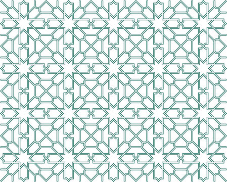 Seamless islamic pattern. Geometric outline texture on transparent background. Beautiful arabic element design.  