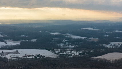 Aerial of Poconos Moutain in the Winter 
