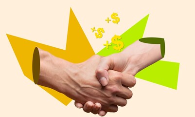 Magazine creative collage of people  financial deal
