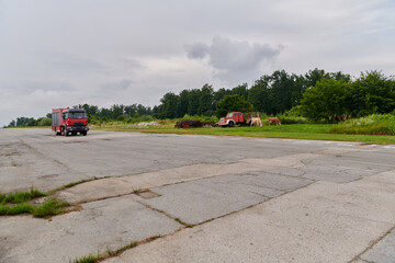 In this captivating scene, a state-of-the-art firetruck, equipped with advanced rescue technology,...