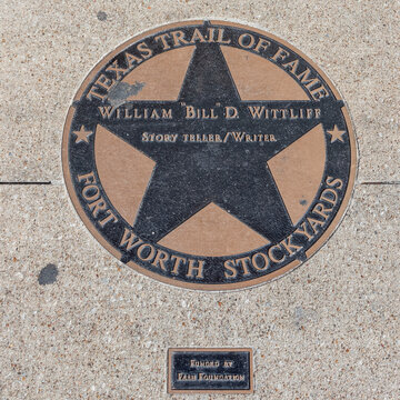 texas trail of fame honors William Bill d. Wittlife with a plate at walk of fame in Fort Worth Stockyards