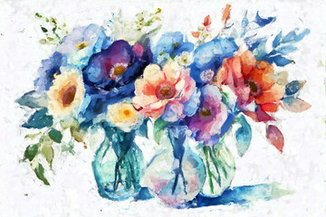 Beautiful oil painting flower illustration