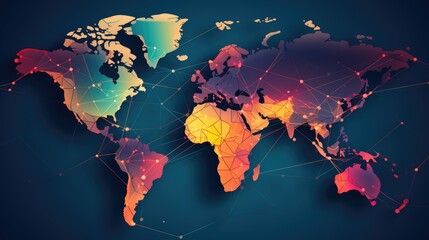 world map polygonal colorful artistic