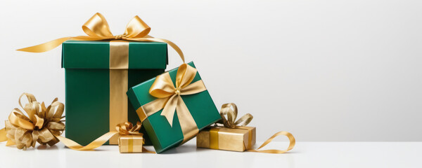 Festive Green and Gold Gift Boxes