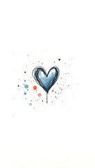 Watercolor Heart Painting on White Background. Valentines Day