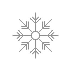 Snowflake vector one line continuous illustration. Winter holiday freehand drawing. Hand drawn linear icon. Festive design for print, banner, poster, postcard, Christmas and New Year greeting card.