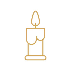 Burning fire candle. Continuous one line drawing. Vector illustration.