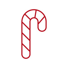 Vector illustration. Christmas candy cane. Cheerful cartoon sticker in comic style with contour. Decorative stickers for your greeting cards, posters, patches and prints for clothes, flyers, emblems