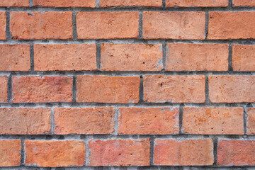 brick wall background, close up. Red grunge brick wall, abstract background texture with old dirty...