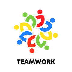 People teamwork flower concept symbol. Vector isolated on white background.	
