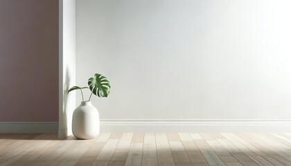 Fototapeta na wymiar Minimalist Interior with Plant and Natural Light