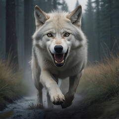 Obraz premium wolf's attack, Realistic images of wild animal attacks