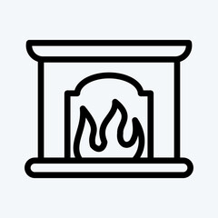Icon Fireplace. suitable for House symbol. line style. simple design editable. design template vector. simple illustration