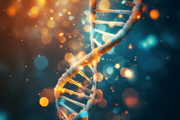 DNA close-up illustration, medical science and technology research concept background